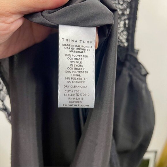 TRINA TURK Lauren Black Lace Cold Shoulder Sheath Mini Dress in Black 8 - Picture 10 of 12